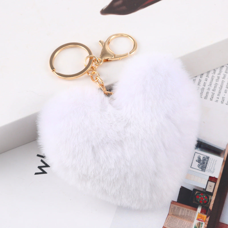 Wholesale Plush Love Keychain Peach Heart Ball Keychain